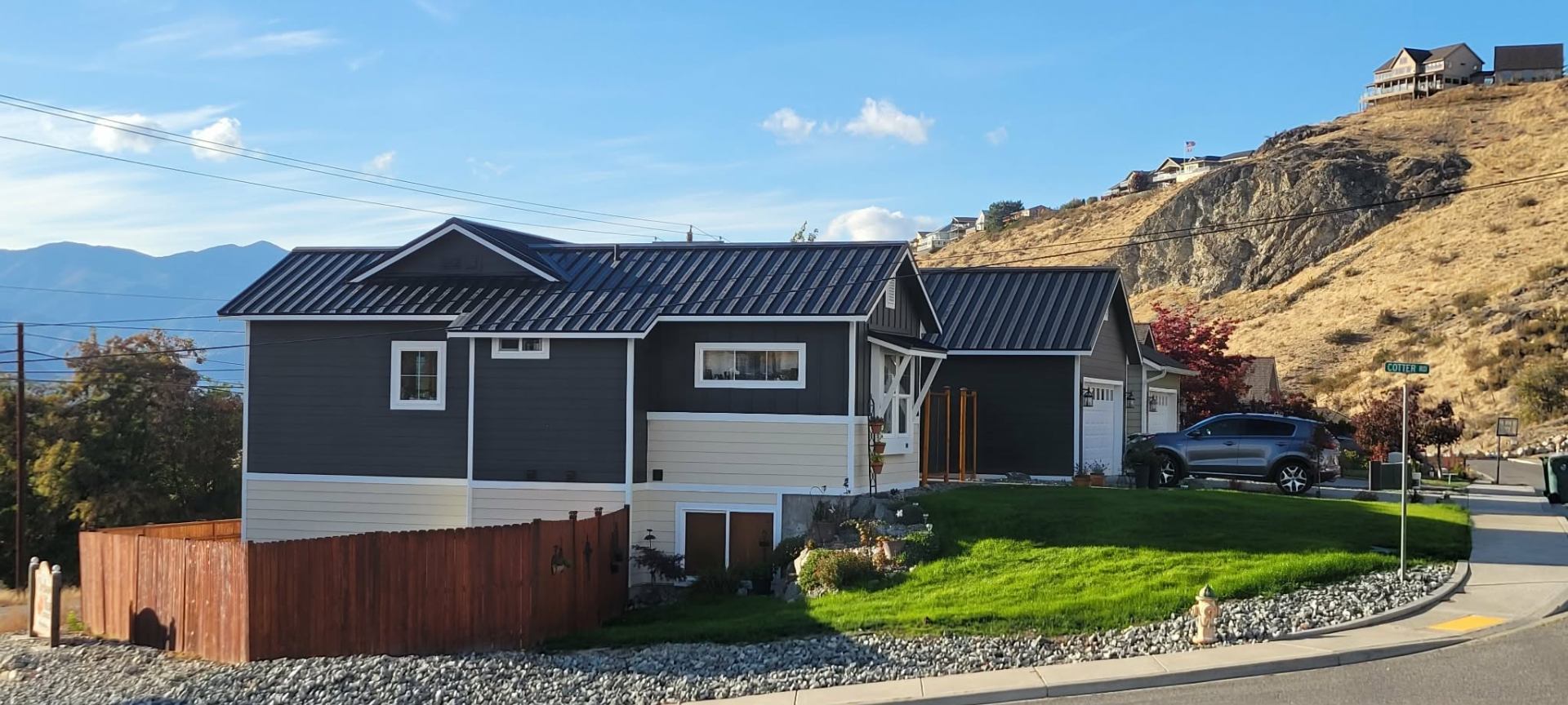 Standing seam metal roof installed on a modern East Wenatchee home